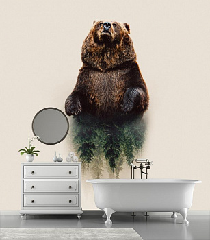 Медведь хозяин тайги  в интерьере ванной