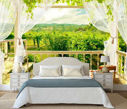 Виноградники в интерьере спальни