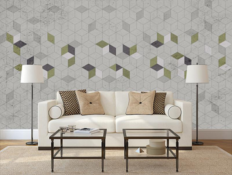 Geo Hexagon в интерьере гостиной с диваном