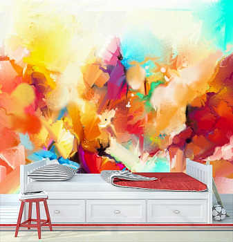 Разноцветная абстракция в интерьере детской комнаты мальчика
