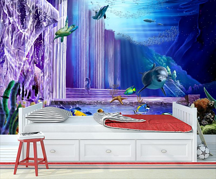 Сказочный подводный мир в интерьере детской комнаты мальчика