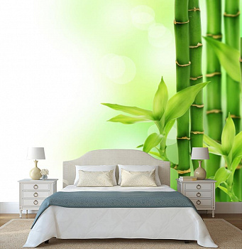 Побеги бамбука в интерьере спальни