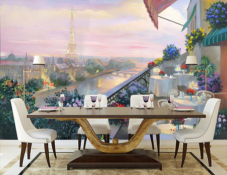 Романтический вечер в интерьере кухни с большим столом