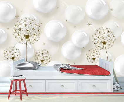 Белые шары в интерьере детской комнаты мальчика