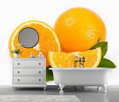 Яркий апельсин в интерьере ванной