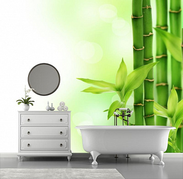 Побеги бамбука в интерьере ванной