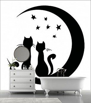 Черные кошки в интерьере ванной