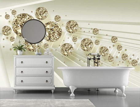 Зеркальные шары в интерьере ванной