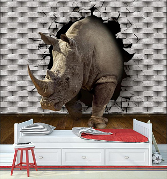 Носорог в интерьере детской комнаты мальчика