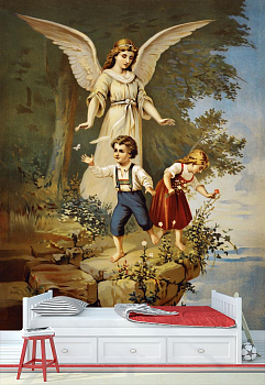 Ангел и дети в интерьере детской комнаты мальчика