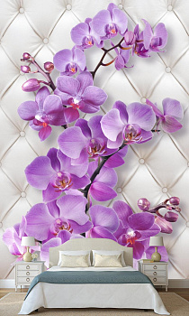 Фиалковая орхидея в интерьере спальни