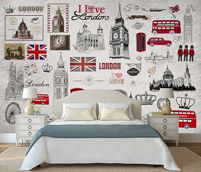 Символы Лондона в интерьере спальни