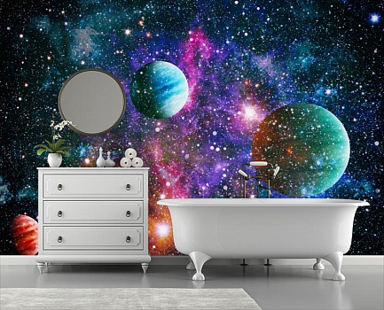 Космический парад в интерьере ванной
