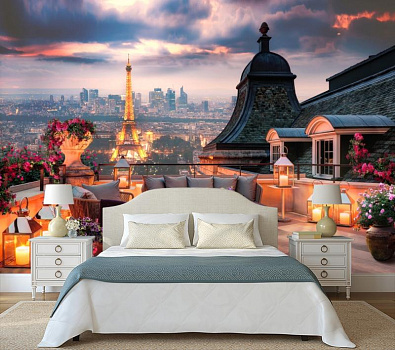 Романтический вечер на крыше в интерьере спальни