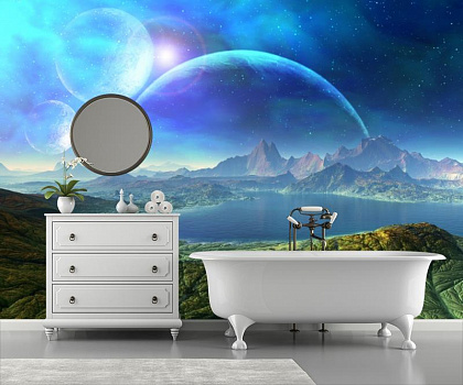 Неизученная планета в интерьере ванной