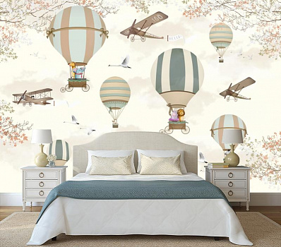 Животные на воздушных шарах в интерьере спальни