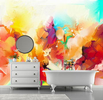 Разноцветная абстракция в интерьере ванной