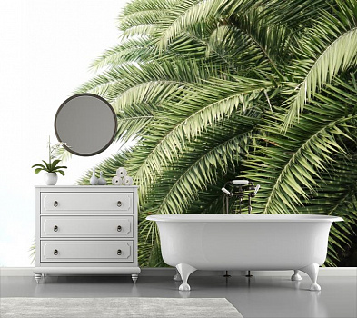 Пальмовые ветви в интерьере ванной