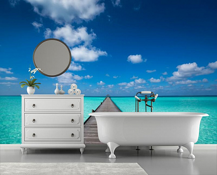 Встреча моря с небом в интерьере ванной