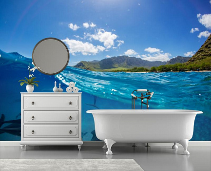 Стая дельфин в интерьере ванной