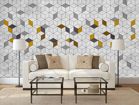 Geo Hexagon в интерьере гостиной с диваном