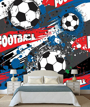 Яркий футбол в интерьере спальни