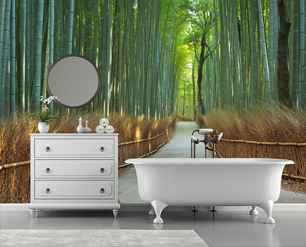 Дорога среди бамбука в интерьере ванной