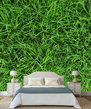 Зеленая трава в интерьере спальни