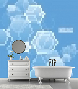 Голубая абстракция в интерьере ванной