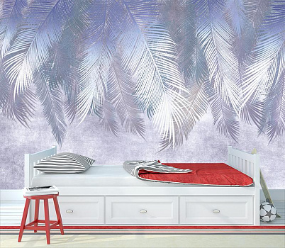 Листья Пальмы сверху ЦКР в интерьере детской комнаты мальчика
