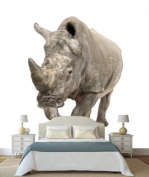 Серый носорог в интерьере спальни