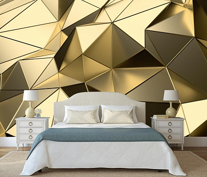 Золотые треугольники в интерьере спальни