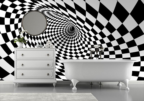 Черно-белый тонель в интерьере ванной