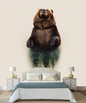 Медведь хозяин тайги  в интерьере спальни