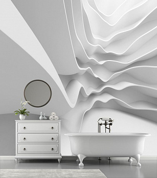 Белые волны в интерьере ванной