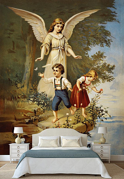 Ангел и дети в интерьере спальни