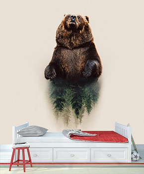 Медведь хозяин тайги  в интерьере детской комнаты мальчика