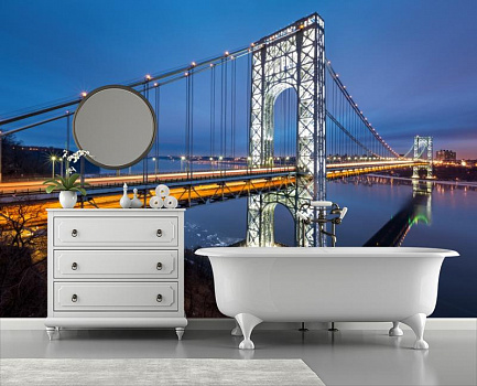 Мост Джорджа Вашингтона в Нью-Йорке в интерьере ванной