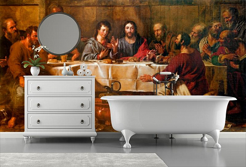 Иисус с апостолами в интерьере ванной