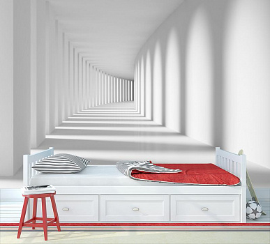 Белоснежный коридор в интерьере детской комнаты мальчика