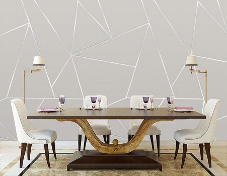 серебро линии в интерьере кухни с большим столом