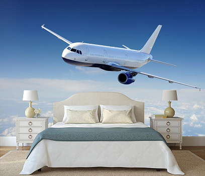 Белый самолет в интерьере спальни